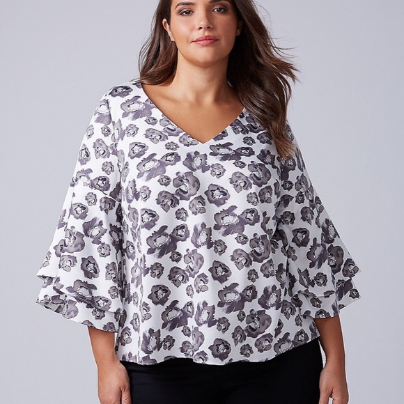 Lane Bryant Tops - NWT Lane Bryant ruffle bell sleeve top